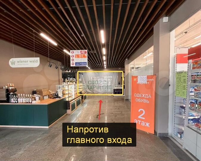 Торговая площадь, 36 м² в ТЦ на потоке Ленты