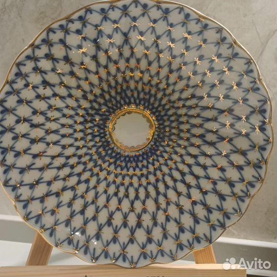 Блюдо Кобальтовая сетка с позолотой лфз