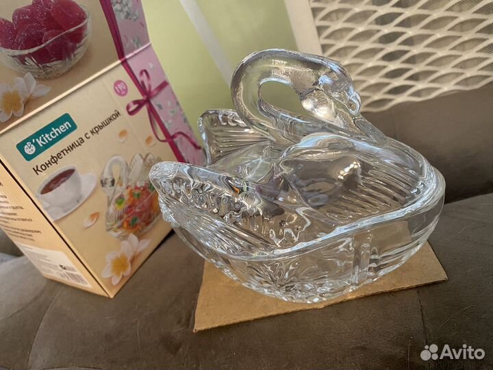 Конфетница с крышкой, стекло