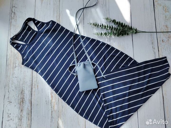 Летнее платье майка 44 46 длинное в полоску