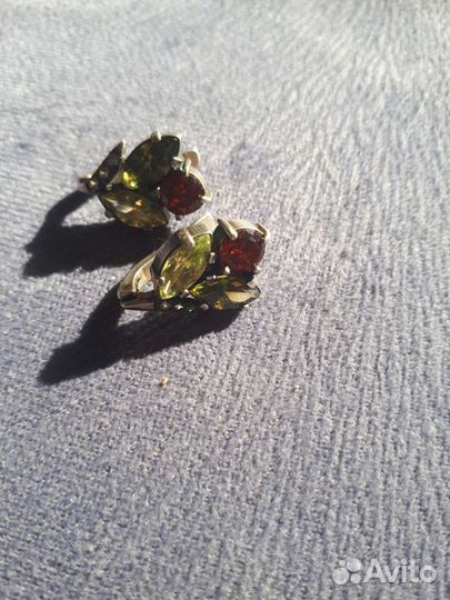 Комплект серебро серьги и кольцо