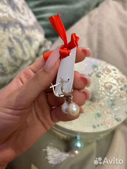 Серьги жемчуг серебро