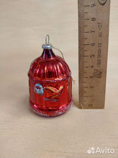 Ёлочная игрушка Клетка с птицами СССР