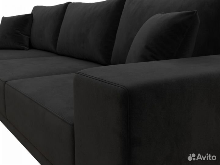 Диван угловой Льюес левый, велюр, черный. Москва