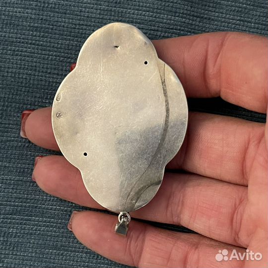 Антикварная брошь и кулон серебро 800