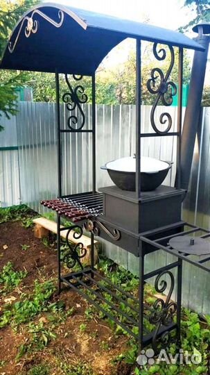 Мангал с навесом 2в1
