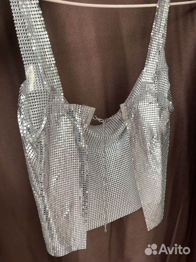 Металлический блестящий топ