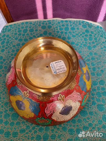 Блюдо Индия латунь Павлин