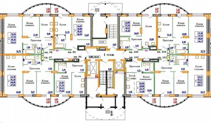 2-к. квартира, 64,2 м², 1/14 эт.