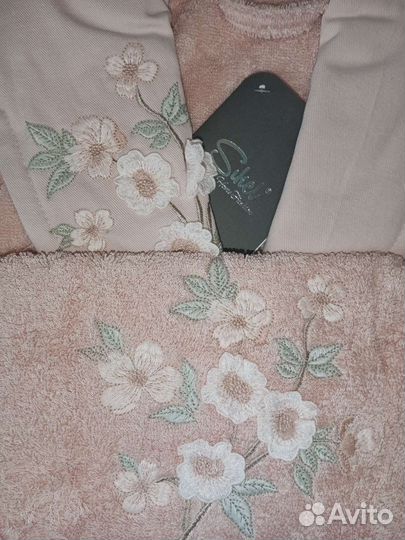 Женский махровый халат с полотенцами бамбук Турция