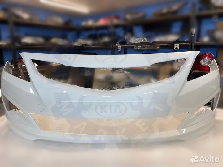 Бампер передний Hyundai Solaris Белый 14-17