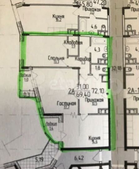 2-к. квартира, 72,1 м², 4/24 эт.