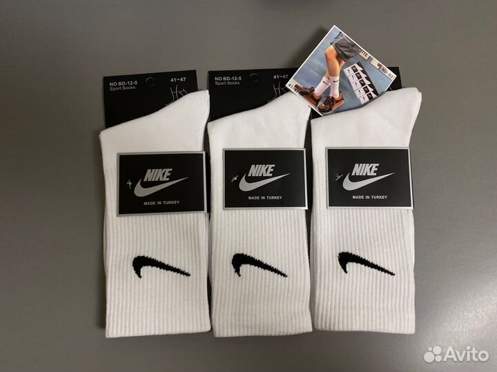 Носки Nike высокие белые 3 пары