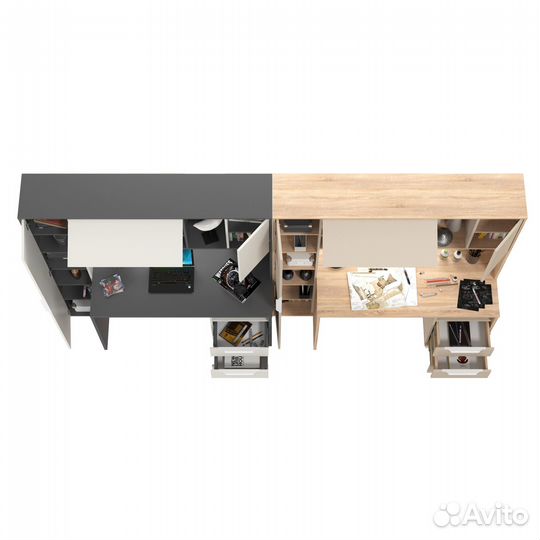 Два стола Mobi Комфорт 12.95N, дуб сонома/сатин/серый/белый премиум, 324х60,3х180 см, не ун.сб