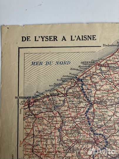 Карта антикварная 1916 года Первая Мировая война