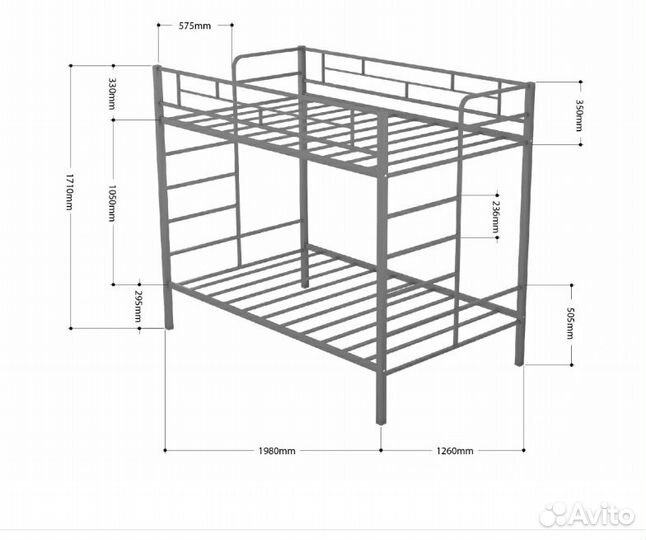 Двухъярусная Кровать металлическая от фабрики