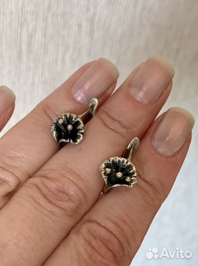 Серьги кольцо серебро 875 СССР