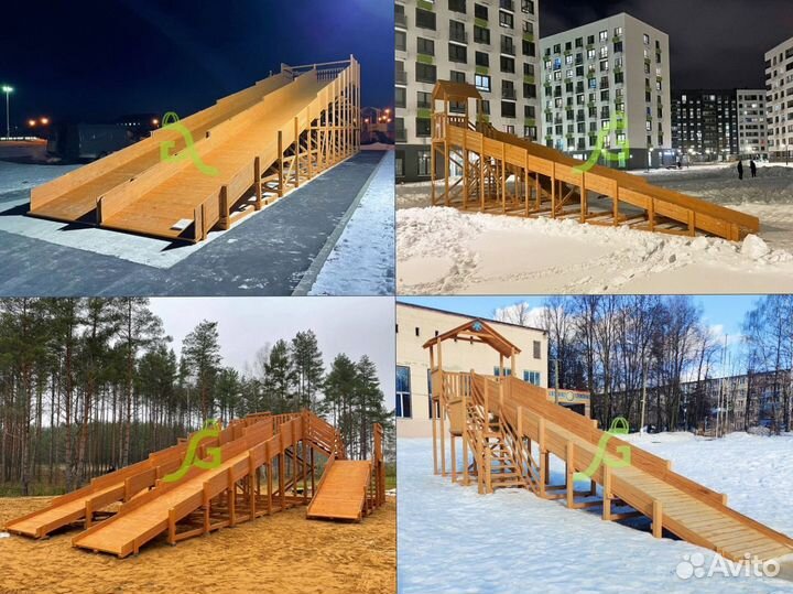 Зимние деревянные горки