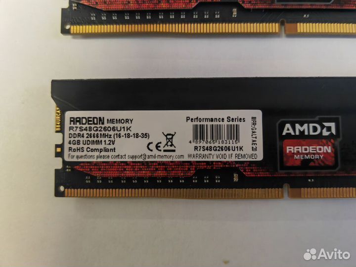 Оперативная память AMD Radeon ddr4 8gb (2x4) 2666m