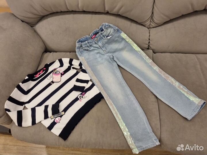 Детские вещи для девочки 6-10 лет пакетом+обувь