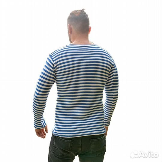 12297 Тельняшка двойной вязки, хлопок, голубая