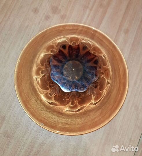 Ваза конфетница, медовое стекло, СССР