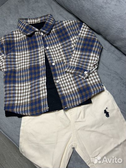 Джинсы для мальчика с теплой рубашкой