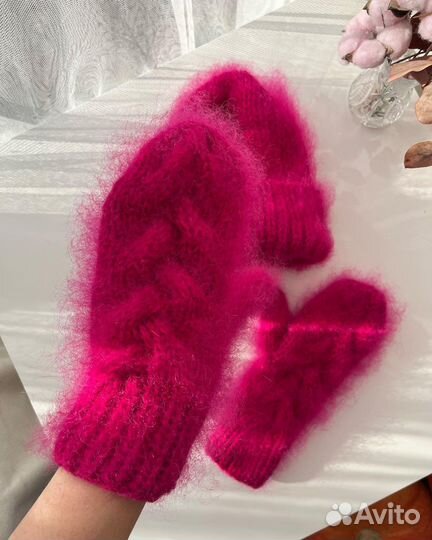 Комплект зимний шапка варежки