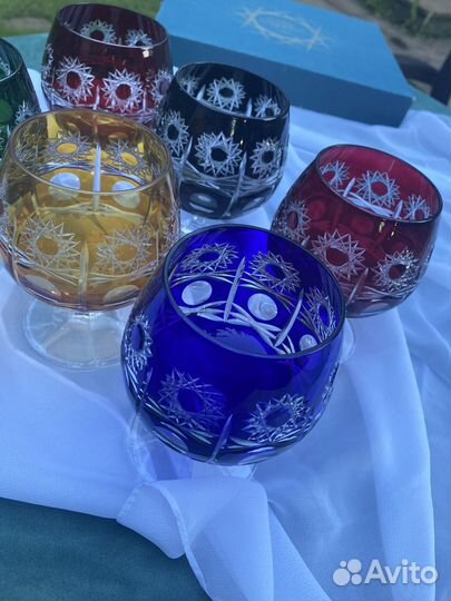 Фужеры цветной хрусталь Богемия