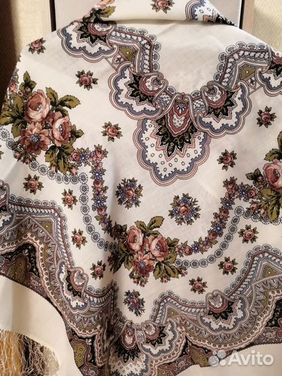 Павловопосадский платок шаль шерсть 100