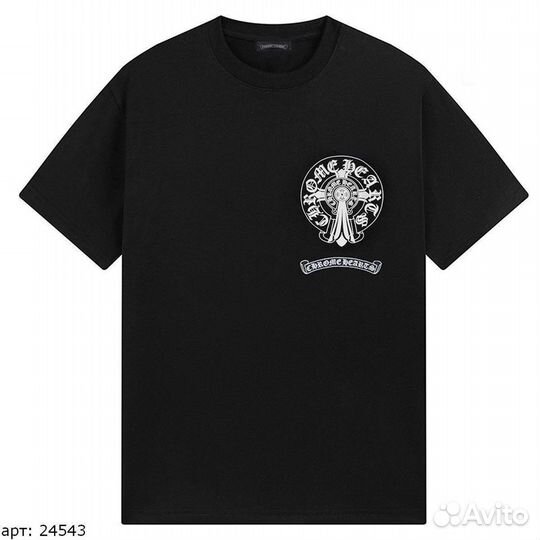 Chrome hearts футболка aroun heart Чёрная