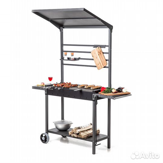 Мангал с крышей на колесиках