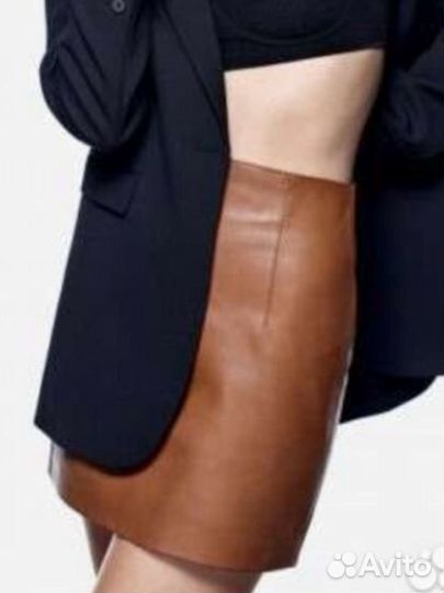 Кожаная юбка и топ Zara xs