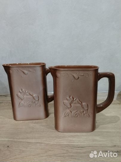 Плоская кружка кувшин молочник квасник керамика