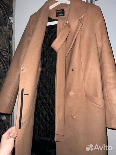 Пальто демисезонное бежевое размер 46/48 M/L