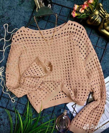 Кофта сетка оверсайз до 48