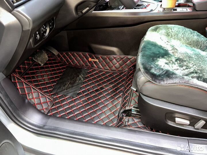 Кожаные 3D коврики в салон авто
