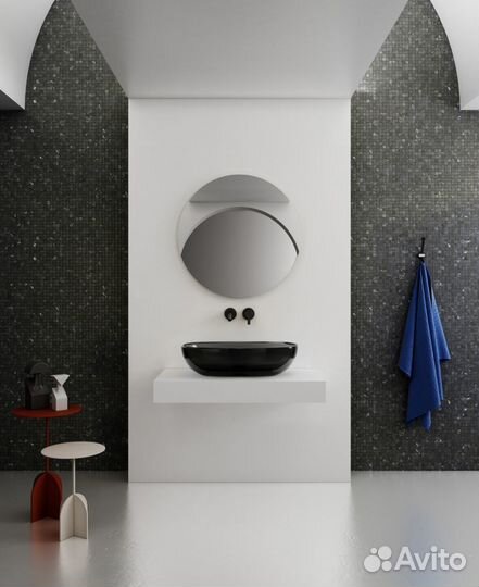 Раковина накладная прозрачная черная