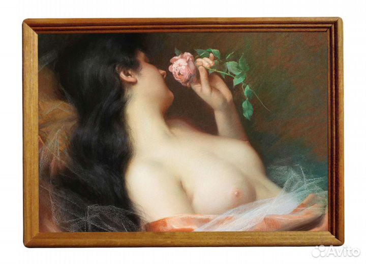 Репродукция на холсте картины Девушка с розой