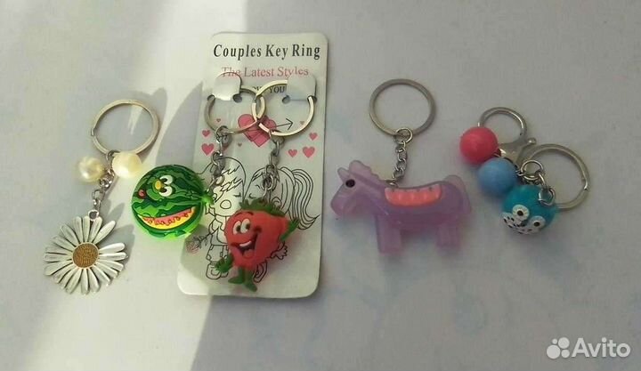 Брелоки. Ромашка,Арбуз,Клубника,Единорог,Сова