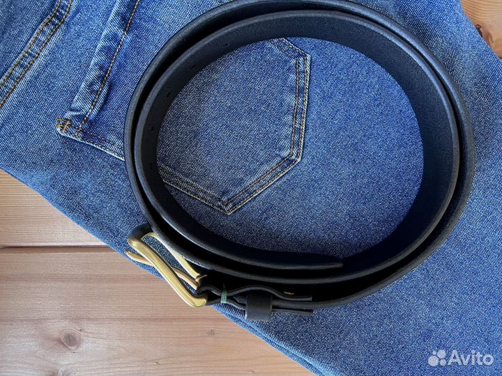 Мужской кожаный ремень доч джинс