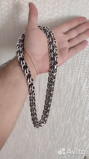 Мужская серебряная цепь бисмарк