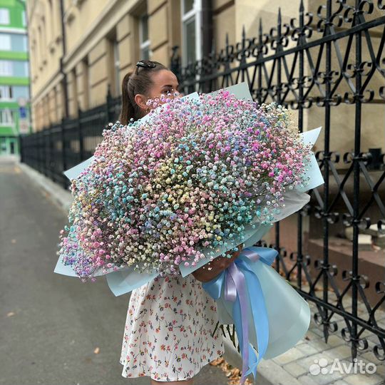 XXL Букеты из Радужной Гипсофилы