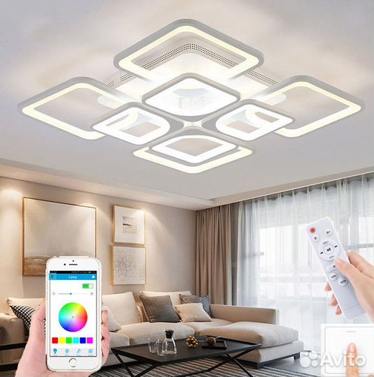 Люстра светодиодная 4+4,18-25 м белая