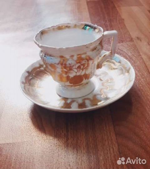 Чашка с блюдцем позолоченные мс Кузнецова