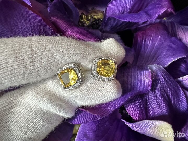 Серьги пуссеты серебро 925