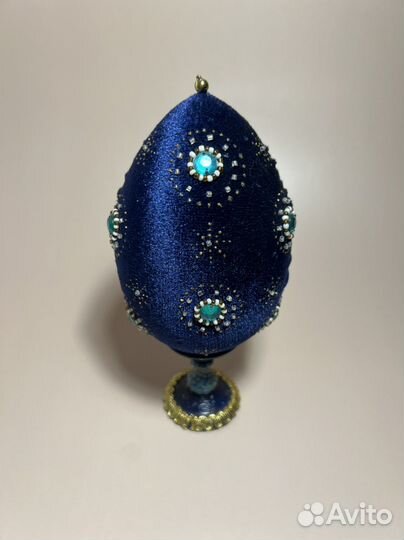 Яйцо Пасхальное бархатное с иконой на подставке