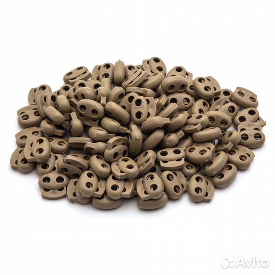 Бежевый 103-М Фиксатор (стопор) 'Овал' малый двухдырочный d4мм, 14*17мм, пп (бежевый), 100 шт