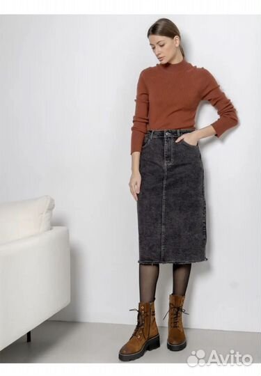 Юбка джинсовая миди 56 размер