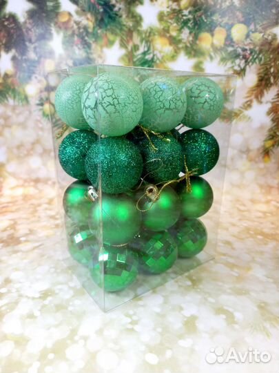 Новогодние шары игрушки на елку 24 шт по 4 см